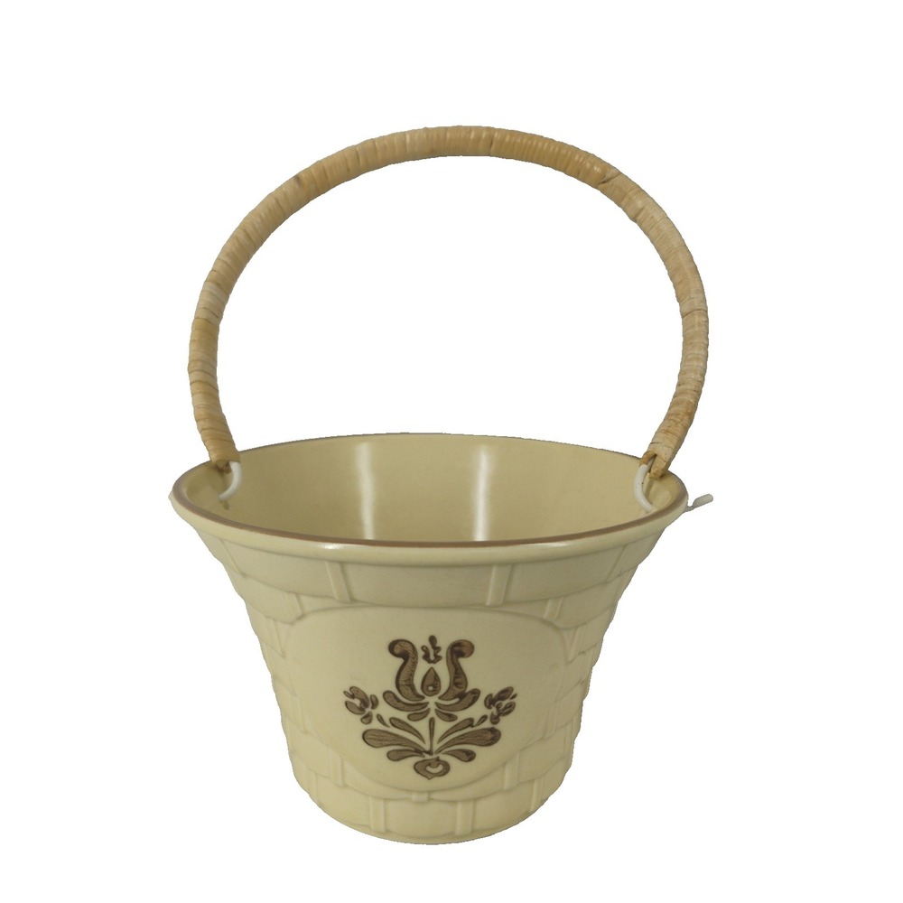Vtg Pfaltzgraff Village Basket w/Handle Flower Pot Storage Decor USA made